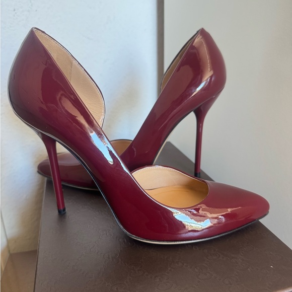 Gucci Dark Red Patent Leather Heels - Size 38 - New in Box - Picture 2 of 9
